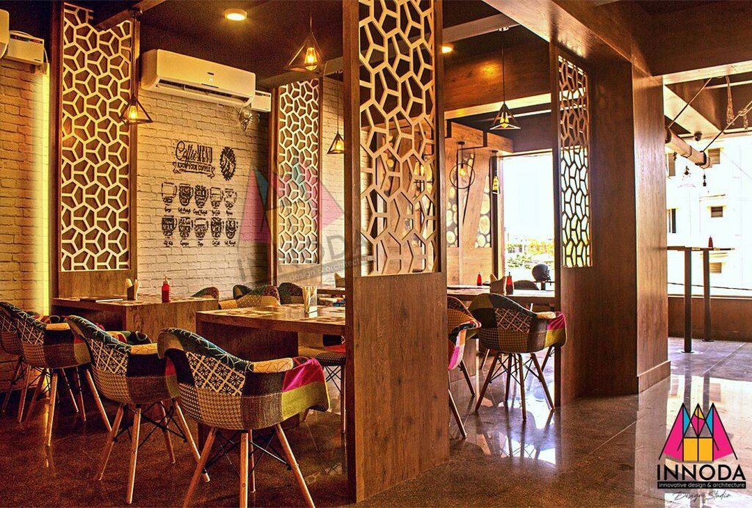 Luxury restaurant with carved jaali privacy screens